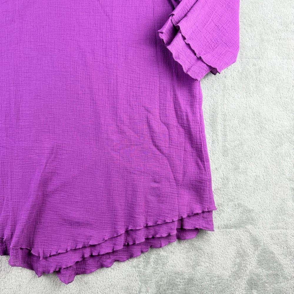 Soft Surroundings Siesta Key Tunic Medium Purple Gauzy Crinkled Layered Hem Boho - Picture 9 of 13